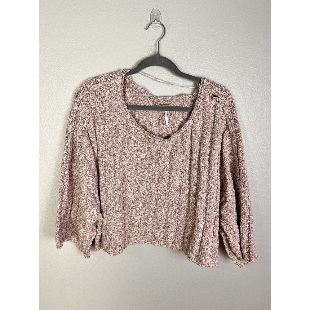 Free People‎ Good Day Pullover Size Small - Pink OB1260358 Cropped Style FLAWED